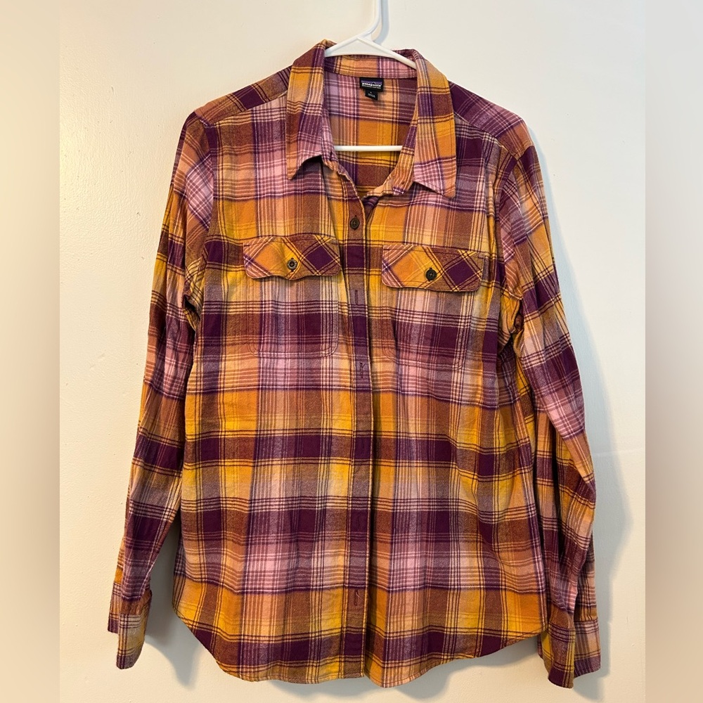 Patagonia Organic Cotton Plaid Shirt in Yellow and Purple